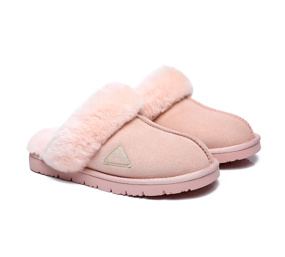 EVERAU® UGG Premium Sheepskin Wool Scuff Slippers Muffin