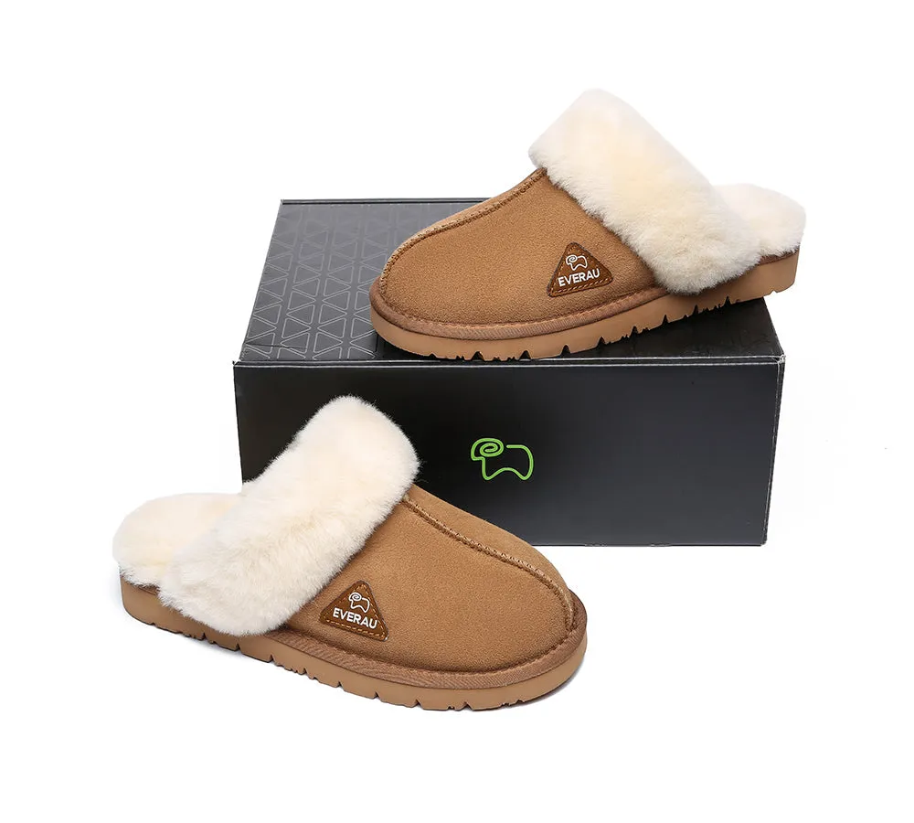 EVERAU® UGG Premium Sheepskin Wool Scuff Slippers Muffin