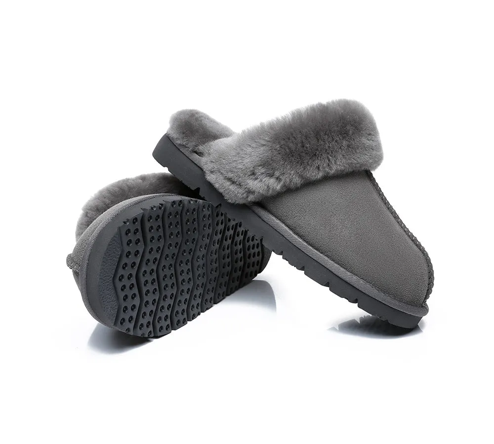 EVERAU® UGG Premium Sheepskin Wool Scuff Slippers Muffin