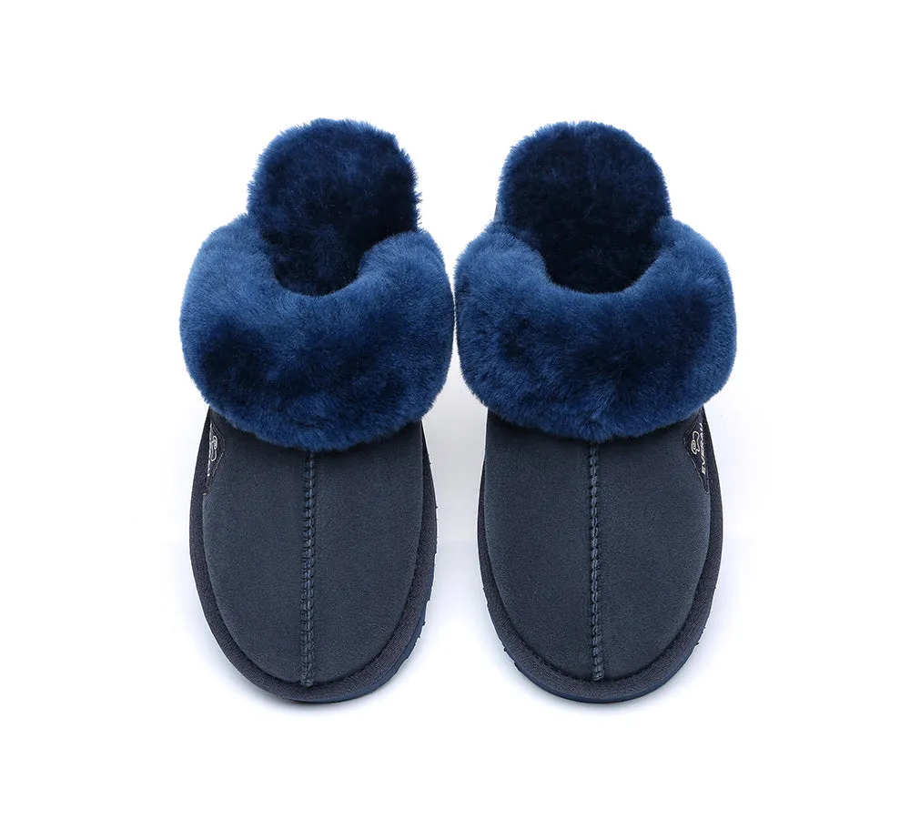 EVERAU® UGG Premium Sheepskin Wool Scuff Slippers Muffin