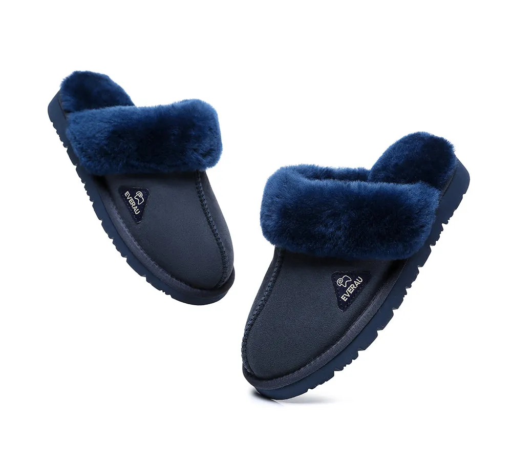 EVERAU® UGG Premium Sheepskin Wool Scuff Slippers Muffin