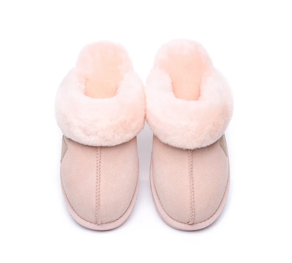 EVERAU® UGG Premium Sheepskin Wool Scuff Slippers Muffin
