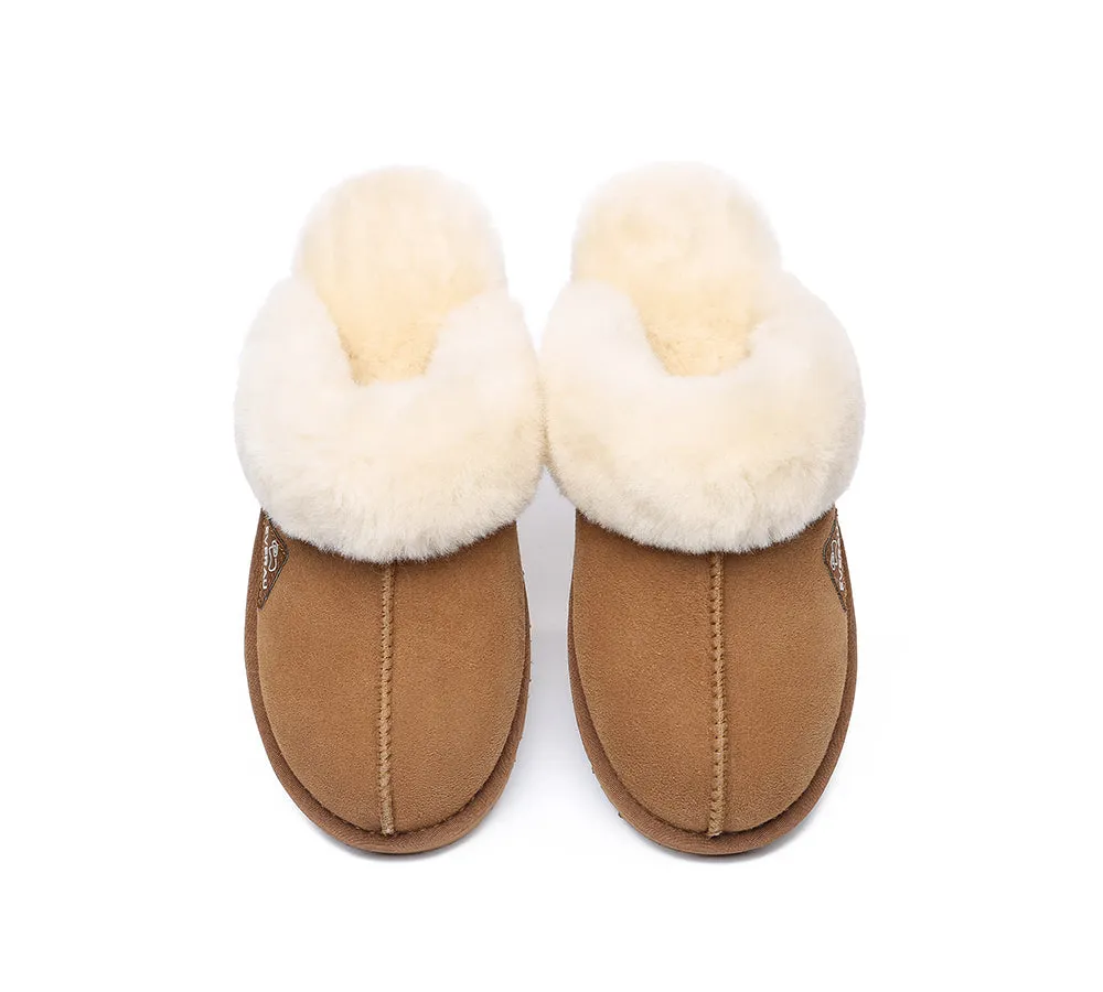 EVERAU® UGG Premium Sheepskin Wool Scuff Slippers Muffin