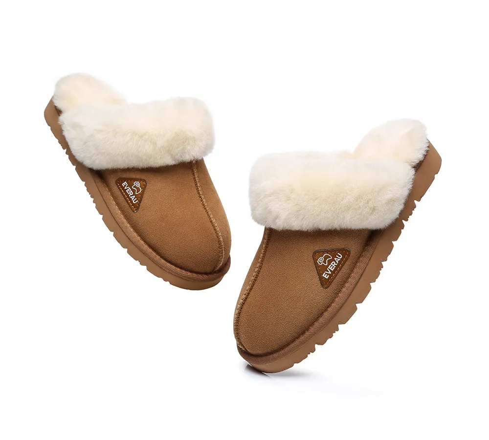 EVERAU® UGG Premium Sheepskin Wool Scuff Slippers Muffin