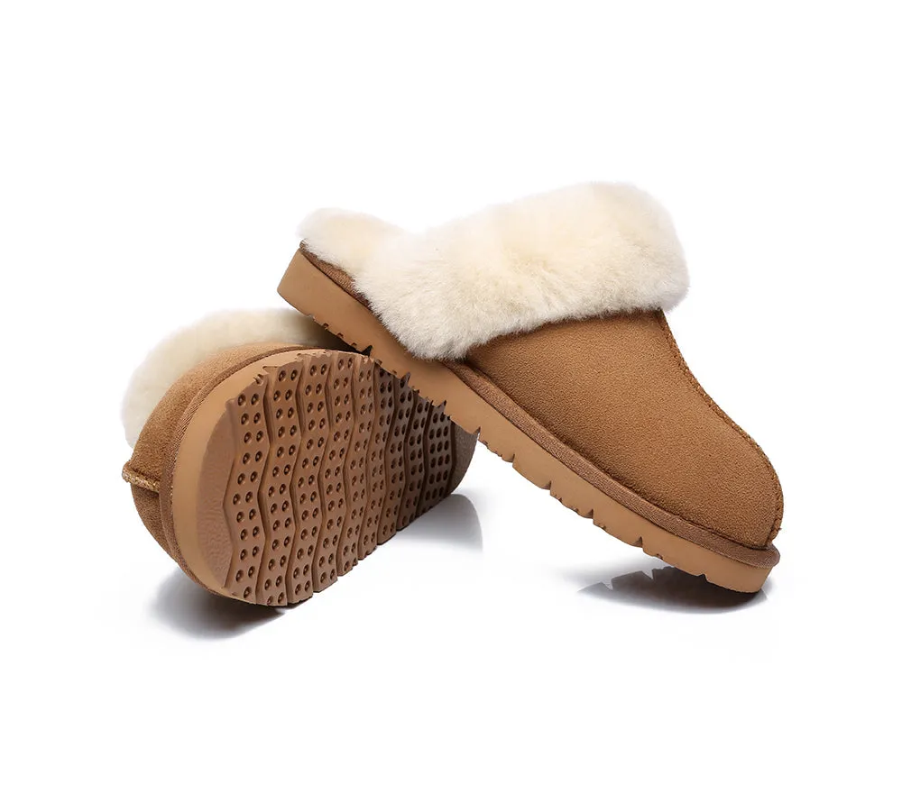 EVERAU® UGG Premium Sheepskin Wool Scuff Slippers Muffin