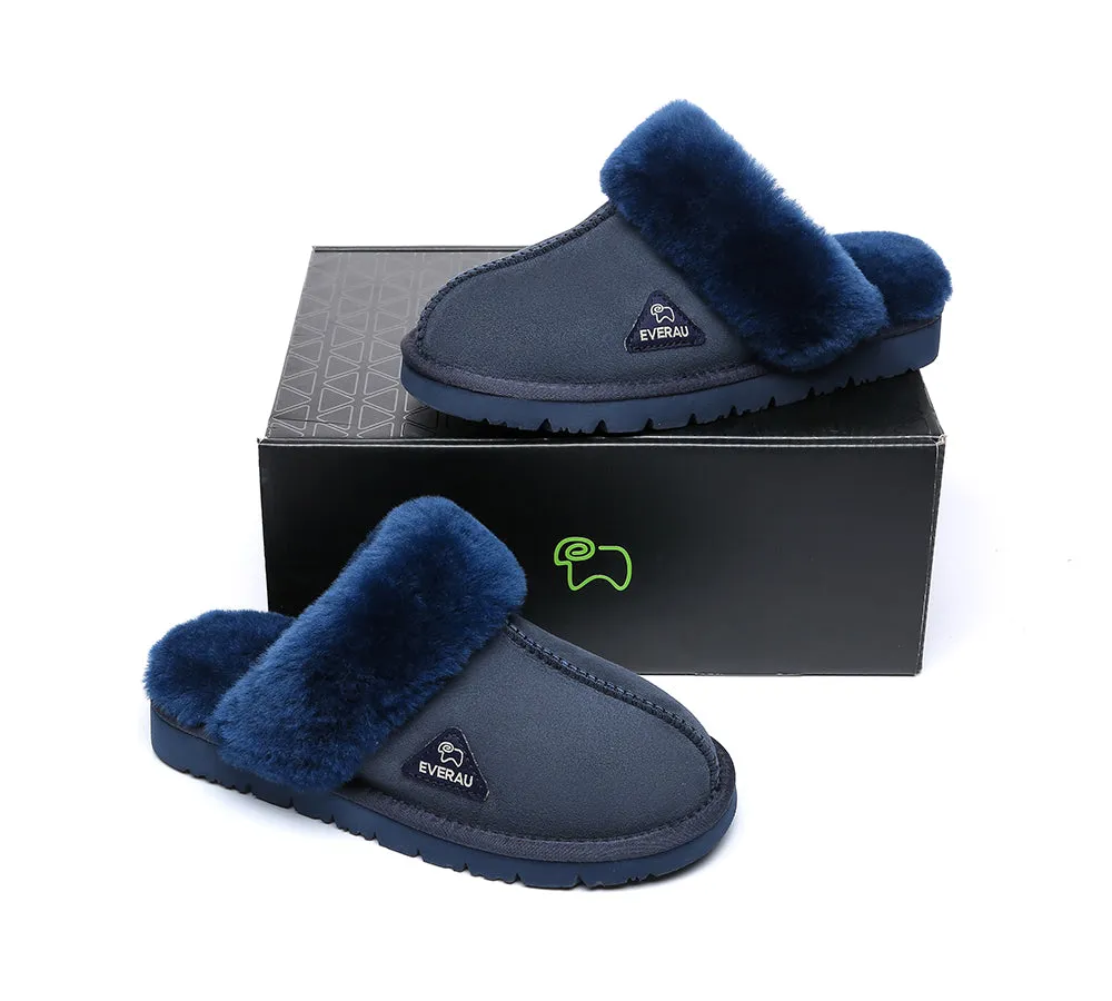EVERAU® UGG Premium Sheepskin Wool Scuff Slippers Muffin