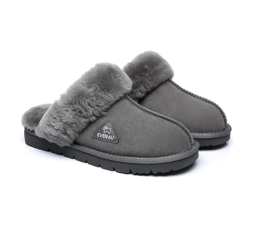 EVERAU® UGG Premium Sheepskin Wool Scuff Slippers Muffin