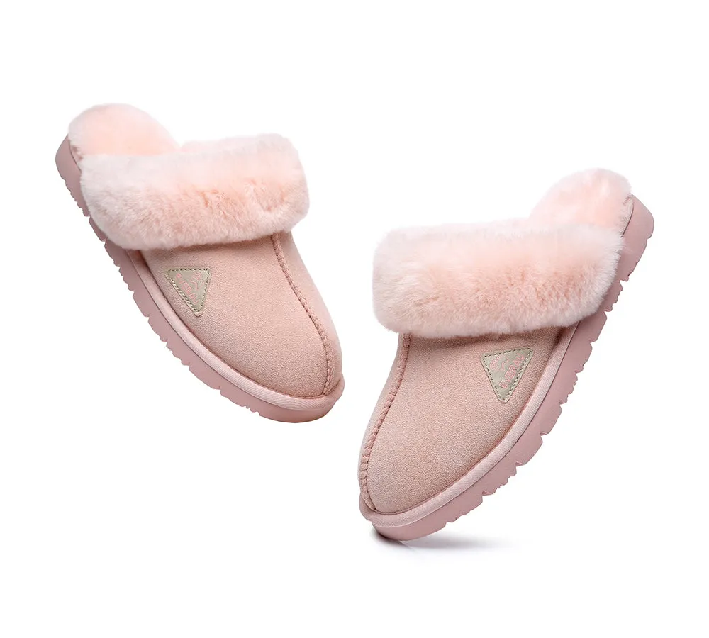EVERAU® UGG Premium Sheepskin Wool Scuff Slippers Muffin
