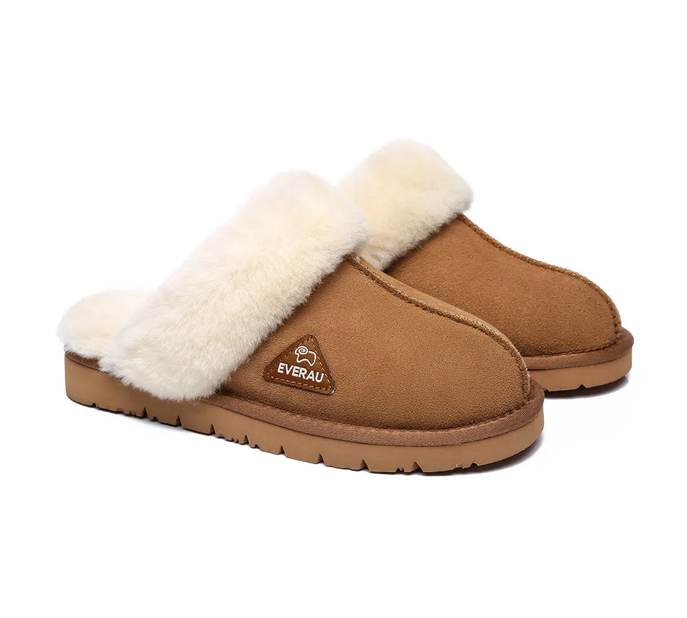 EVERAU® UGG Premium Sheepskin Wool Scuff Slippers Muffin