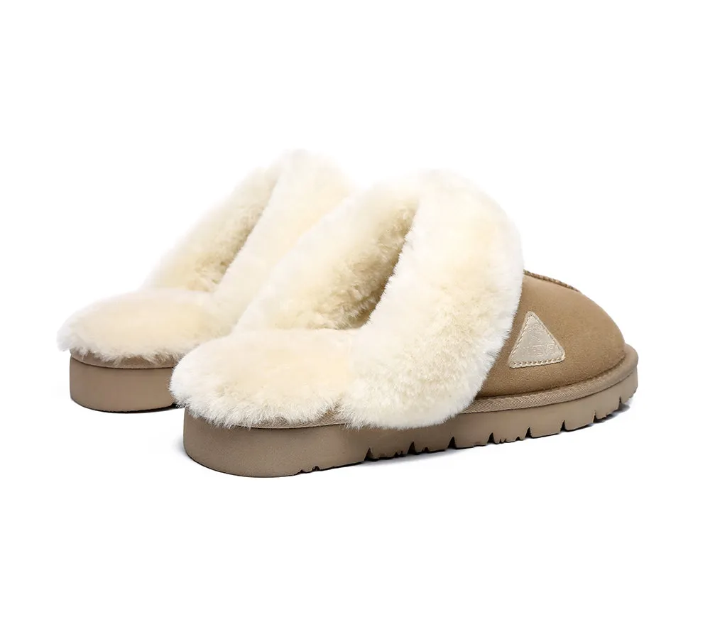 EVERAU® UGG Premium Sheepskin Wool Scuff Slippers Muffin