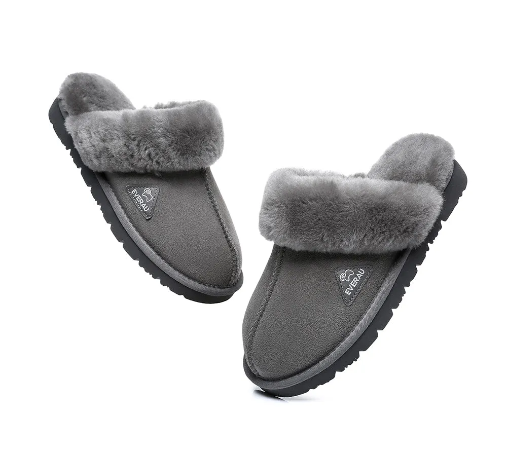 EVERAU® UGG Premium Sheepskin Wool Scuff Slippers Muffin