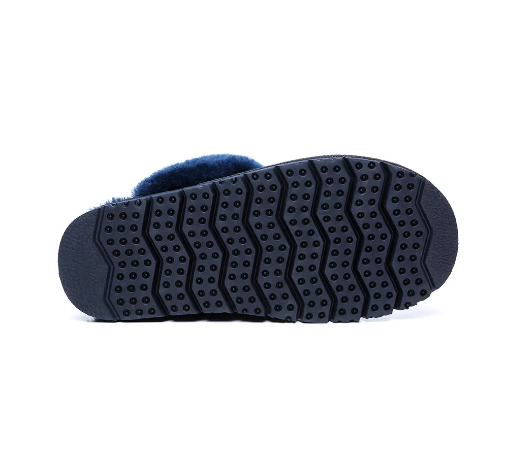 EVERAU® UGG Premium Sheepskin Wool Scuff Slippers Muffin