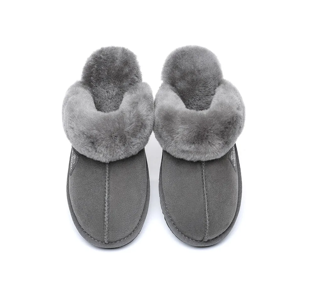 EVERAU® UGG Premium Sheepskin Wool Scuff Slippers Muffin