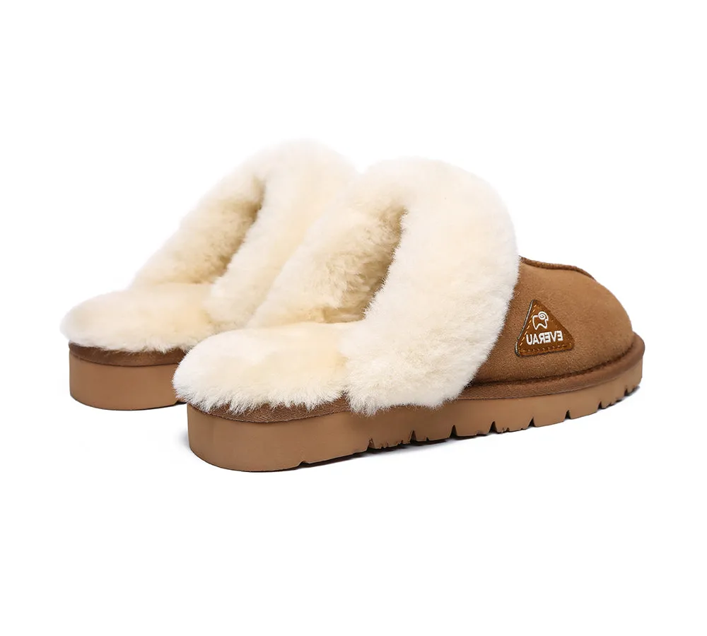 EVERAU® UGG Premium Sheepskin Wool Scuff Slippers Muffin