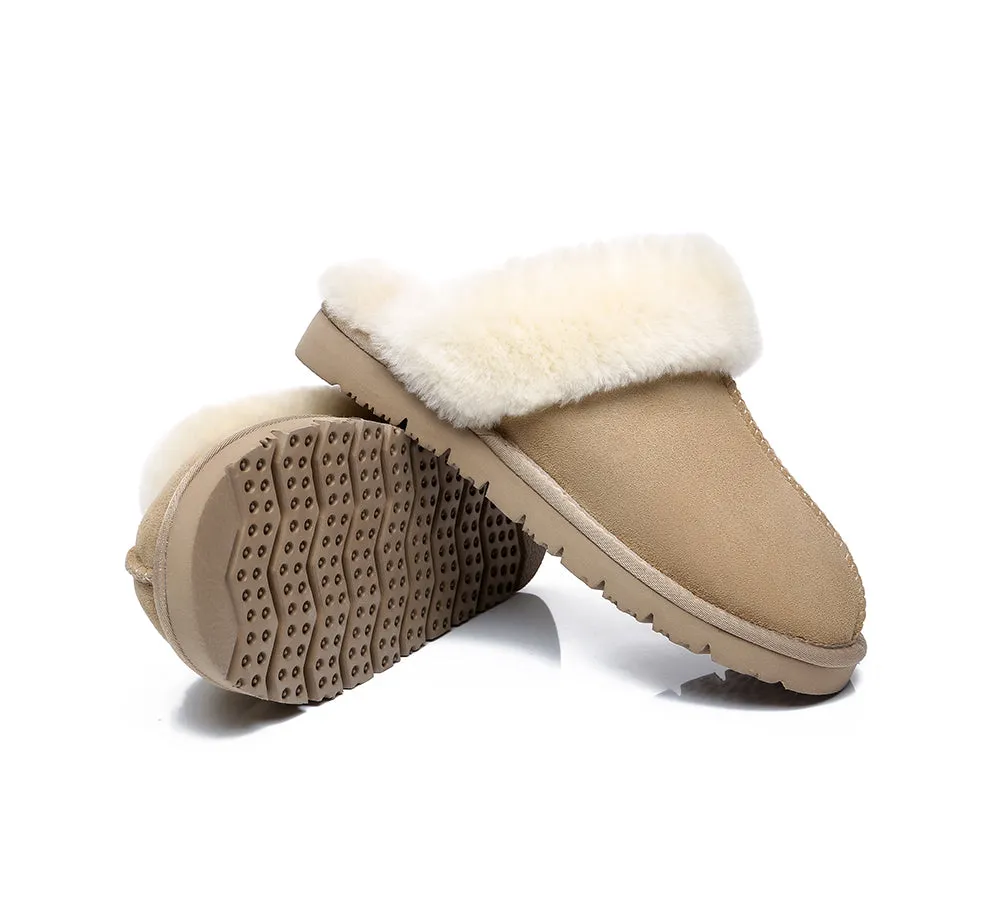 EVERAU® UGG Premium Sheepskin Wool Scuff Slippers Muffin