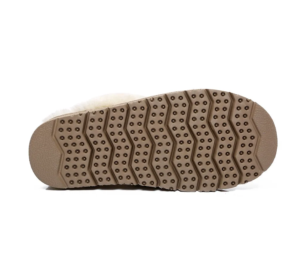 EVERAU® UGG Premium Sheepskin Wool Scuff Slippers Muffin