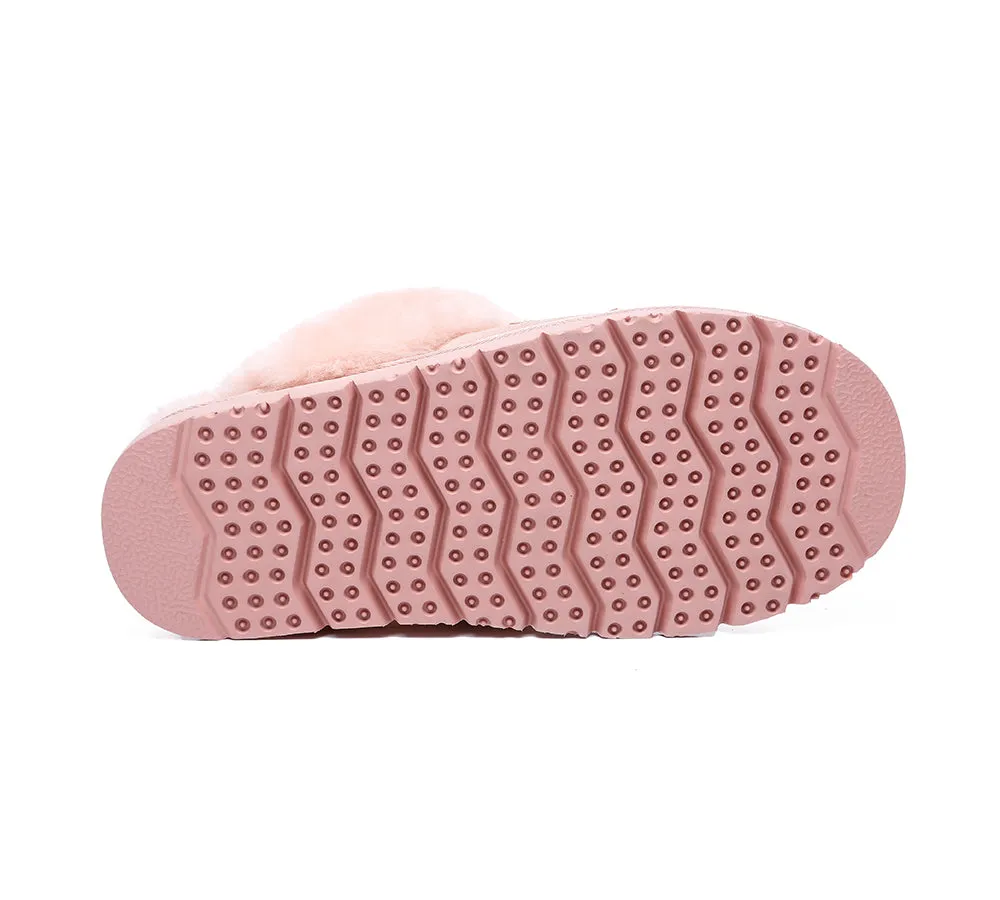 EVERAU® UGG Premium Sheepskin Wool Scuff Slippers Muffin