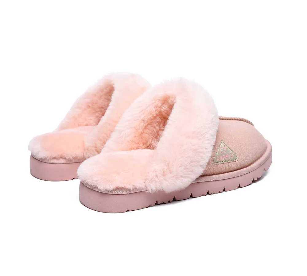 EVERAU® UGG Premium Sheepskin Wool Scuff Slippers Muffin