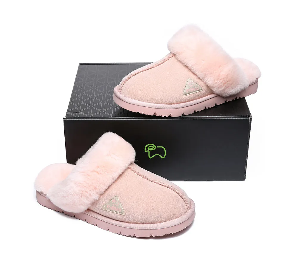 EVERAU® UGG Premium Sheepskin Wool Scuff Slippers Muffin