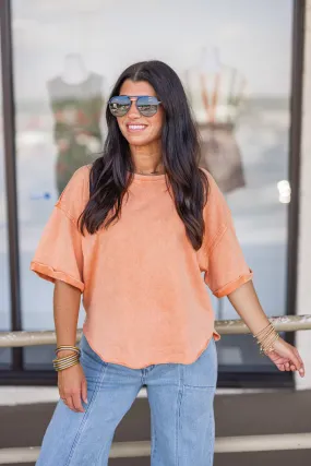 Everyday Casual Washed Orange Top Everyday Casual Washed Orange Top