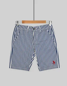 FDQ Men's P-Club Striped Cotton Shorts - Blue Stripe FDQ Men's P-Club Striped Cotton Shorts - Blue Stripe