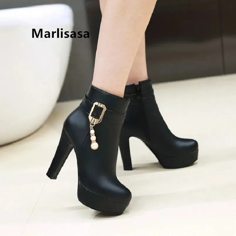 Female Fashion Pink Autumn High Heel Boots Ladies Comfortable Street Winter Boots Women Cool Side Zipper Martin Boots G2327
