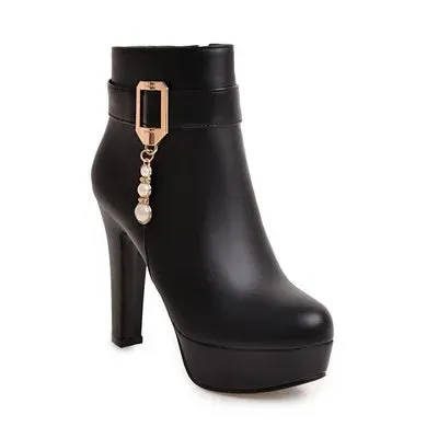 Female Fashion Pink Autumn High Heel Boots Ladies Comfortable Street Winter Boots Women Cool Side Zipper Martin Boots G2327
