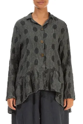 Flared Textured Bubbles Sage Linen Jacket Flared Textured Bubbles Sage Linen Jacket