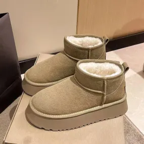 Fleece Lined Chunky Platform Mini Boots Fleece Lined Chunky Platform Mini Boots