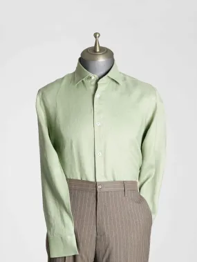 Franco Linen Shirt - Green Windsor Collar Franco Linen Shirt - Green Windsor Collar