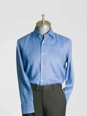 Franco Linen Shirt - Royal Blue Windsor Collar Franco Linen Shirt - Royal Blue Windsor Collar