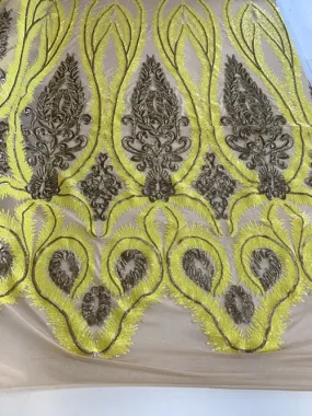 French Luxury 4 Way Stretch Sequins Spandex Power Mesh Lace Fabric