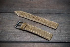 Genuine Python leather watch strap in olive color, Italian leather / handmade to order in Finland Genuine Python leather watch strap in olive color, Italian leather / handmade to order in Finland