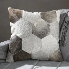 Geometric Grey Patchwork Hide Throw Cushion Geometric Grey Patchwork Hide Throw Cushion