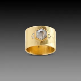 Gray Hexagon Diamond Ring