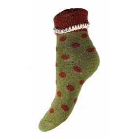 Green Cuff Socks with Rust Spots Green Cuff Socks with Rust Spots