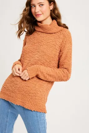 Hailey Popcorn Pullover Turtleneck in Butterscotch Hailey Popcorn Pullover Turtleneck in Butterscotch