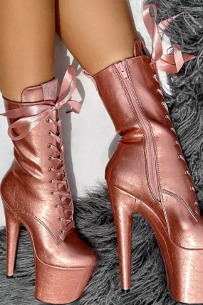 Hella Heels 8inch Boots - Rose Gold Hella Heels 8inch Boots - Rose Gold