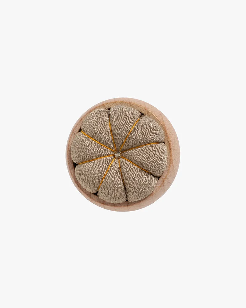 Hiro, Pin Cushion with Wooden Base, Beige