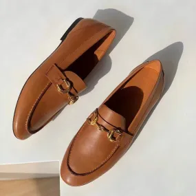 Horsebit-Detailed Handmade Leather Loafers For Women In Black/Brown Horsebit-Detailed Handmade Leather Loafers For Women In Black/Brown