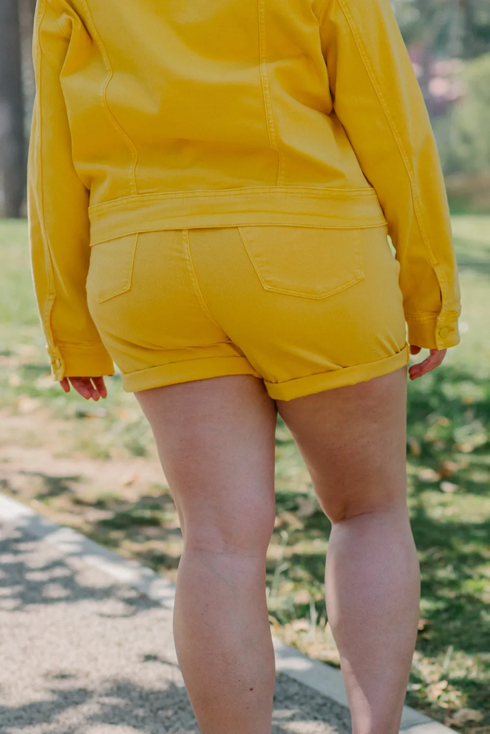 Irene High Rise Tummy Control Yellow Shorts - PLUS