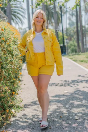 Irene High Rise Tummy Control Yellow Shorts - PLUS Irene High Rise Tummy Control Yellow Shorts - PLUS