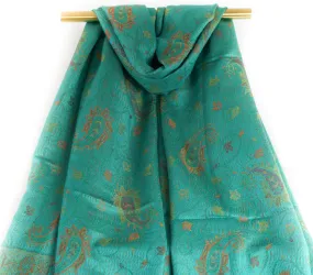 Jade Green Little Paisley Pashmina Scarf Bohemian Shawl Jade Green Little Paisley Pashmina Scarf Bohemian Shawl