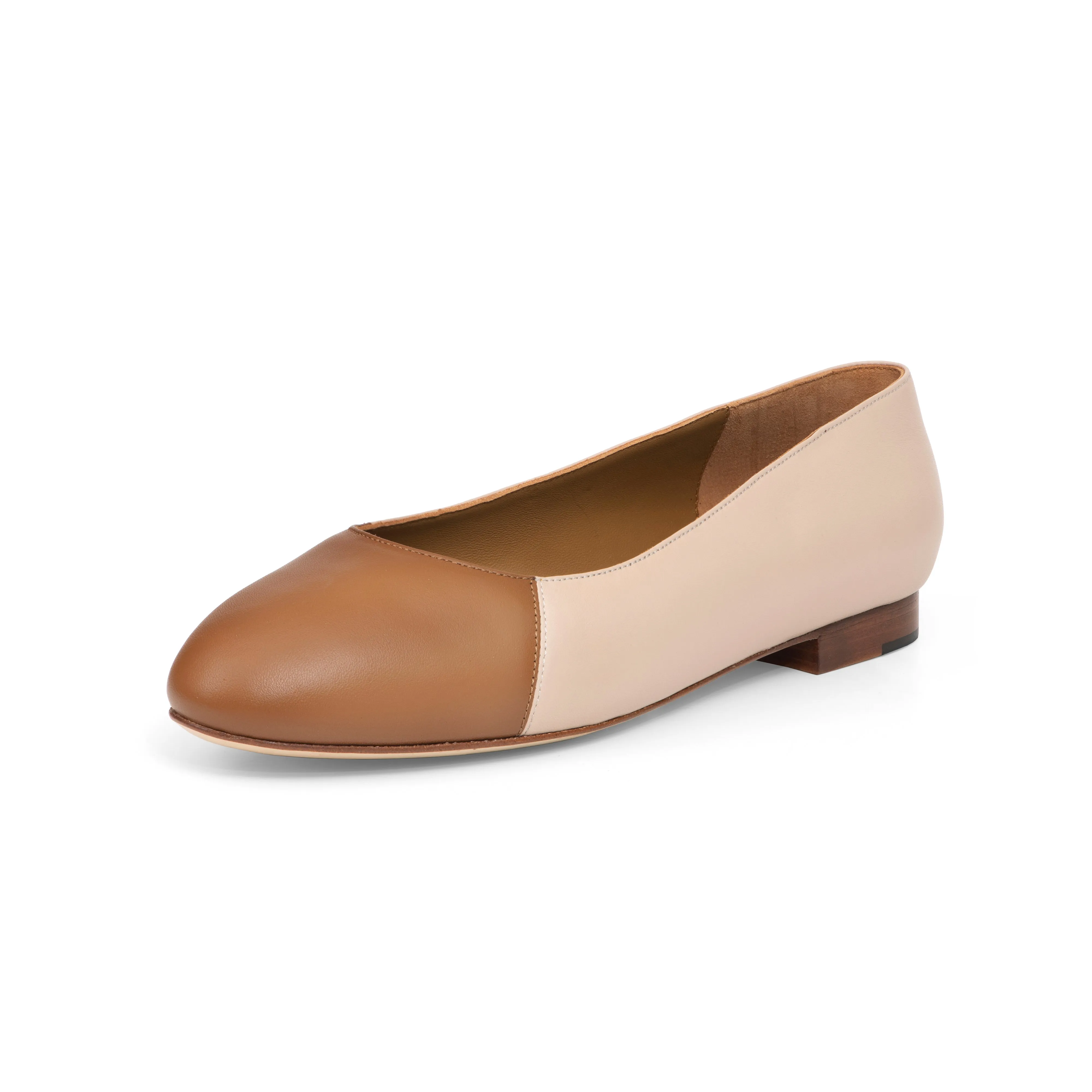 Jessica Ballet Flat in Classic Beige and Classic Tabacco Leather