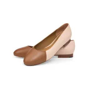Jessica Ballet Flat in Classic Beige and Classic Tabacco Leather Jessica Ballet Flat in Classic Beige and Classic Tabacco Leather