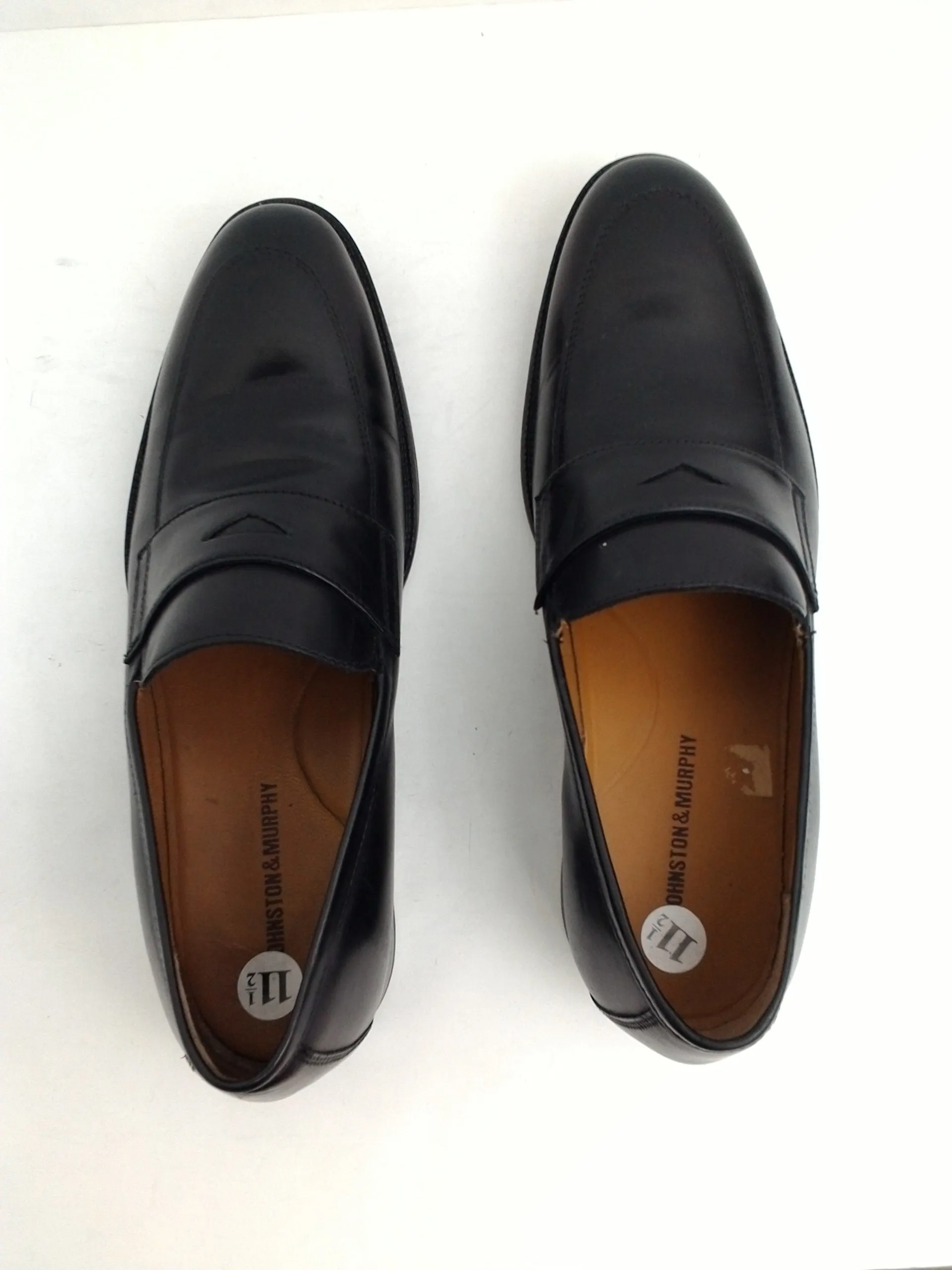 Johnson & Murphy Men's Alcott Penny Loafers, Black, Leather Size 11.5 M