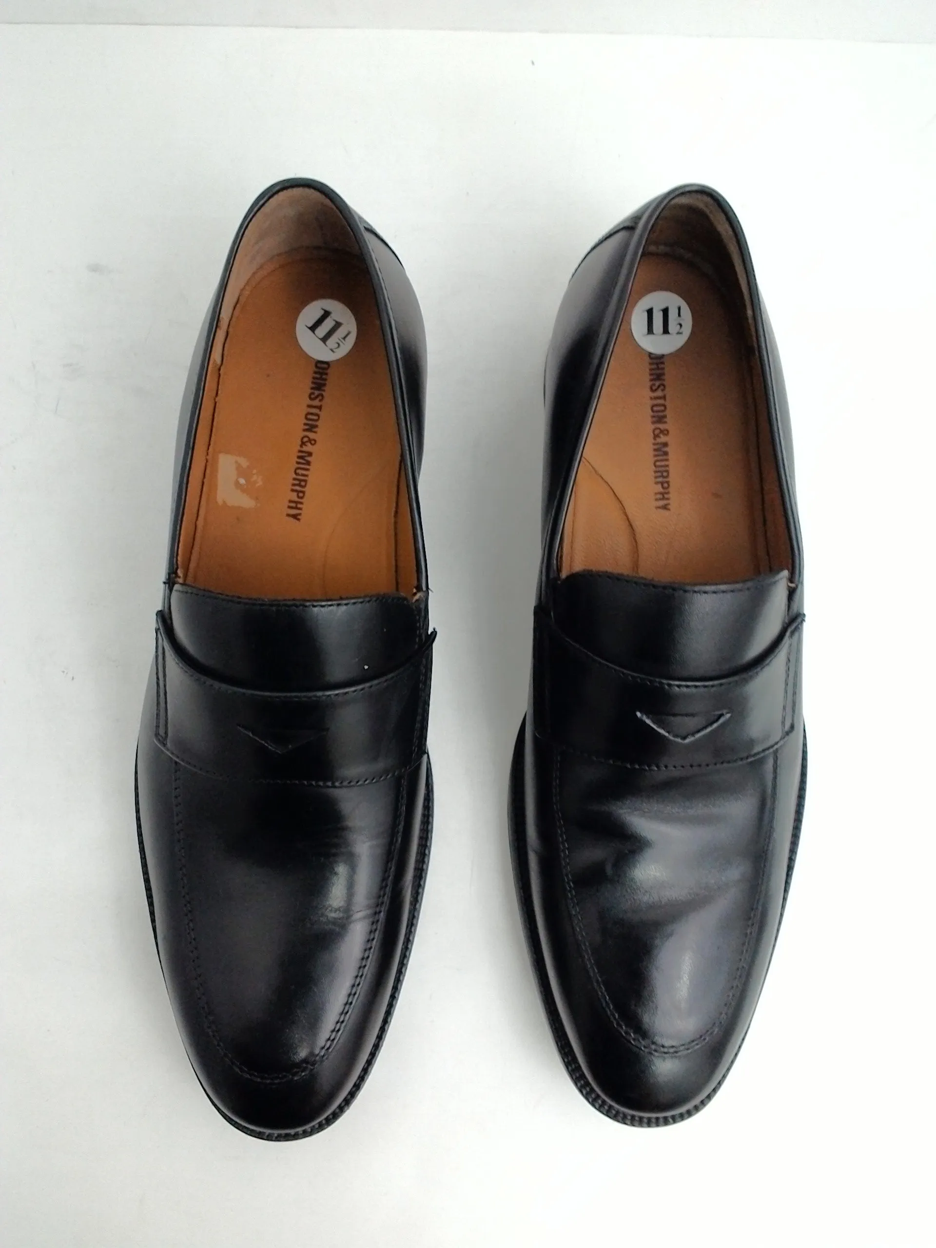 Johnson & Murphy Men's Alcott Penny Loafers, Black, Leather Size 11.5 M