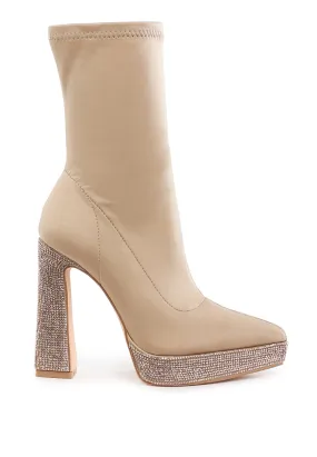 Kasuti Lycra Rhinestone Detail Ankle Boots Kasuti Lycra Rhinestone Detail Ankle Boots