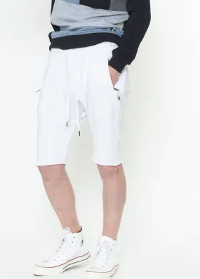 Konus Men's Cutoff French Terry Shorts in White Konus Men's Cutoff French Terry Shorts in White