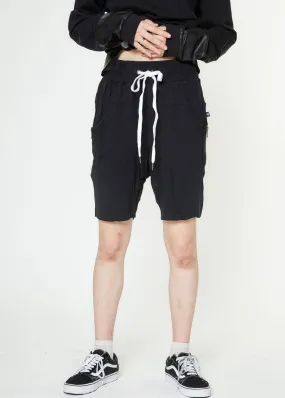 Konus Men's Drop Crotch Shorts With Zipper Pockets in Black Konus Men's Drop Crotch Shorts With Zipper Pockets in Black